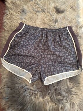 PINK Victoria's Secret Gray Logo Athletic Shorts with White Trim